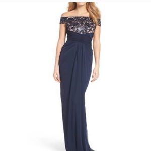 Navy blue formal dress sequins